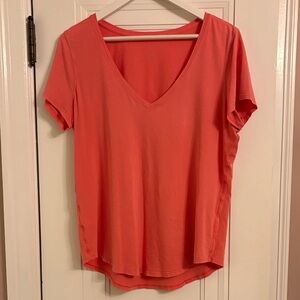 Lululemon Coral Pink V-Neck Short Sleeve Love Tee